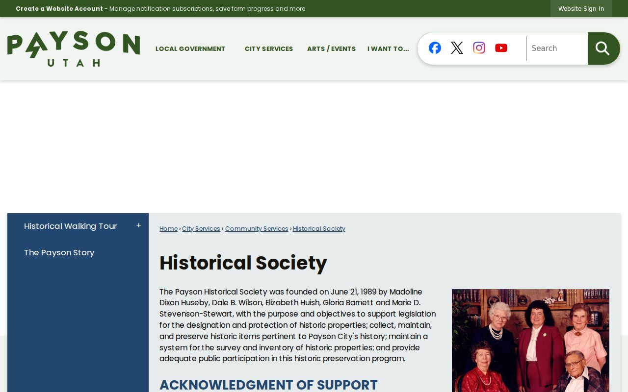 Payson city directory Historical Society local collections information