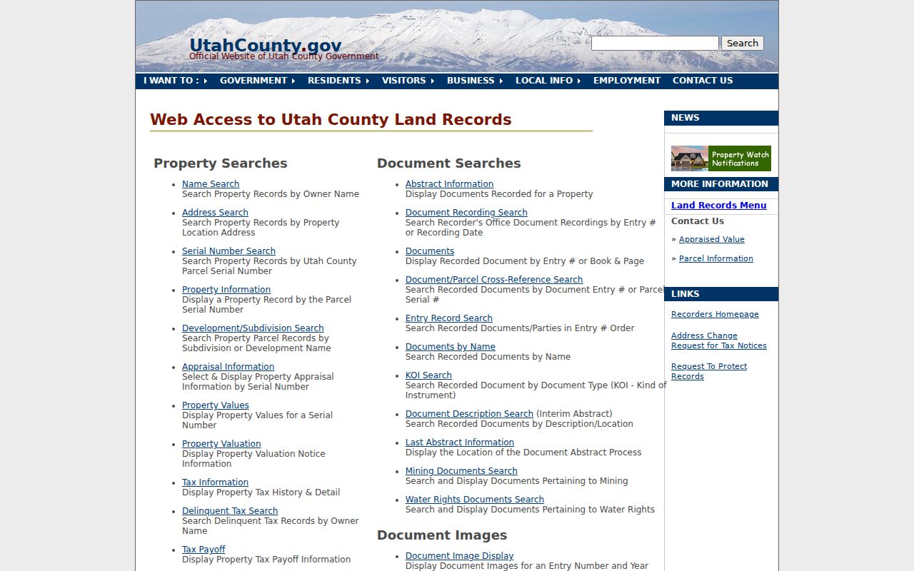Payson residents directory Utah County Land Records search hub
