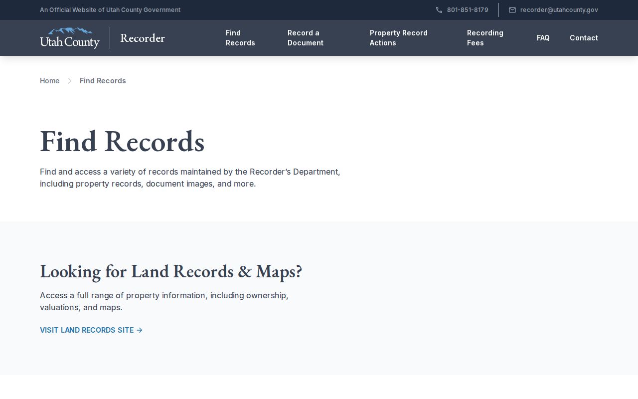 Payson residents directory Utah County Recorder public records guide