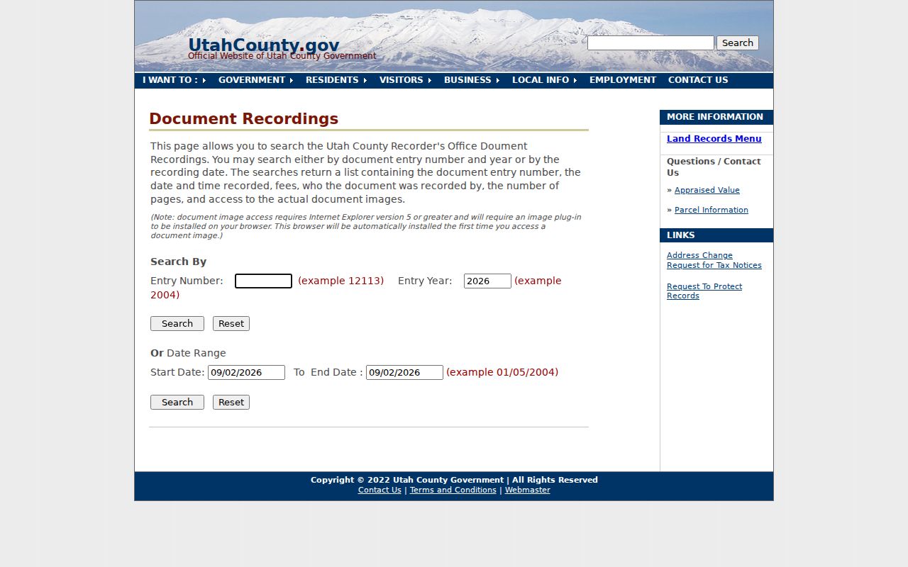 Payson previous residents Utah County Recorder recording search