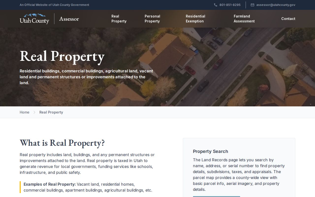 Payson street directory view of Utah County assessor real-property access