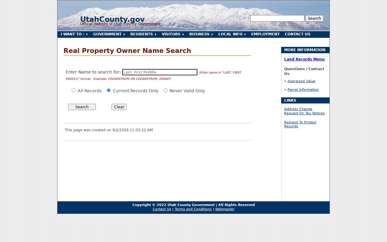 Payson street directory Utah County owner name search