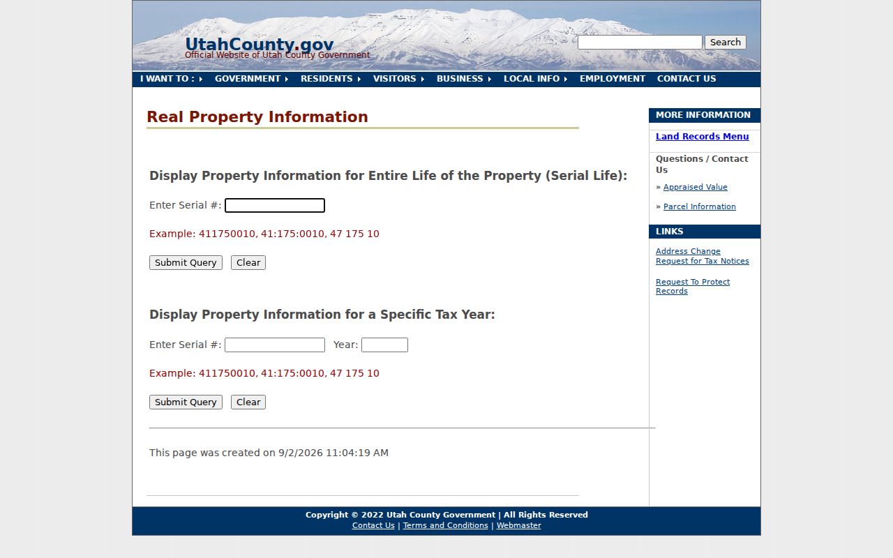 Payson street directory property search by serial and tax year