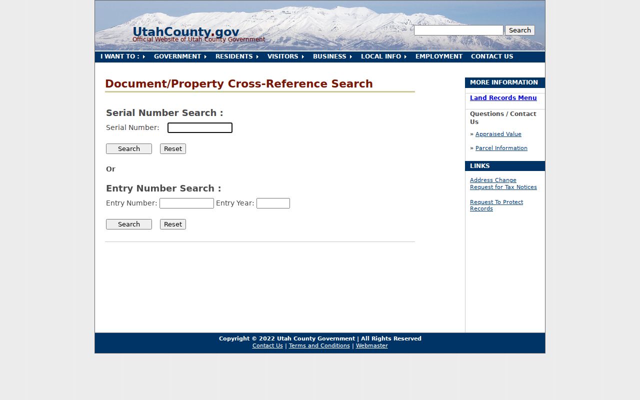 Payson street directory serial and entry search controls